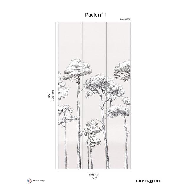 Papermint Under the Pines Pack 1 in White Wall Mural