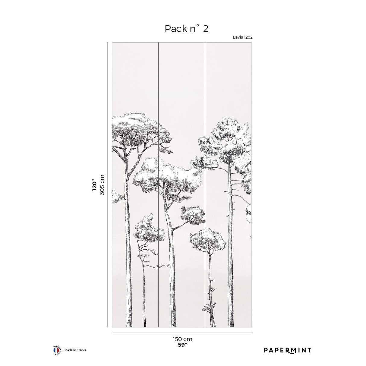 Papermint Under the Pines Pack 2 in White Wall Mural