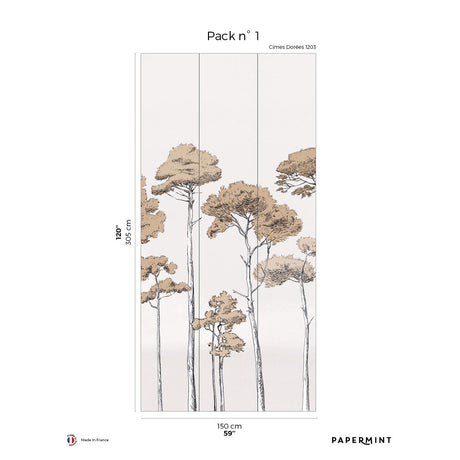 Papermint Under the Pines Pack 1 in Gold Wall Mural
