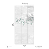 Papermint Swallow Clouds Pack 1 in Teal Wall Mural