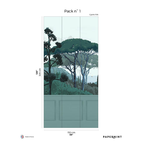 Papermint Tuscany Chair Rail with Faux Wainscoting Pack 1 in Green Wall Mural