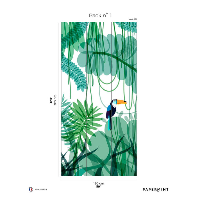 Papermint Toucan Pack 1 in Green Wall Mural