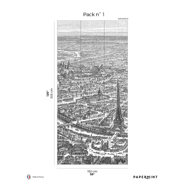 Papermint Eiffel Tower Pack 1 in Gray Wall Mural