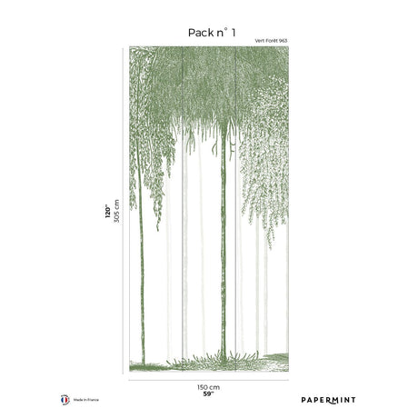 Papermint Woods Pack 1 in Green Wall Mural