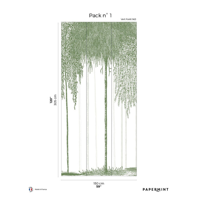 Papermint Woods Pack 1 in Green Wall Mural