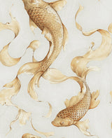 Seabrook Koi Fish Metallic Gold and Off-White Wallpaper