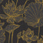 Seabrook Lotus Floral Metallic Gold and Ebony Wallpaper