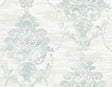 Seabrook Damask Metallic Pearl and Powder Blue Wallpaper