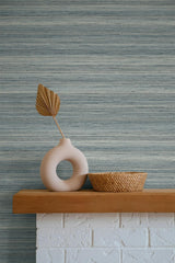 Seabrook Meiya Slate Blue Wallpaper