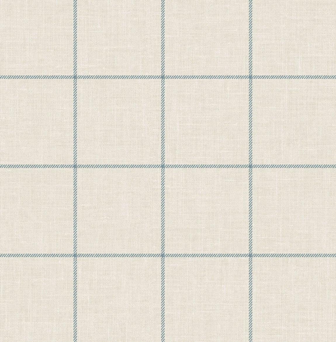 Seabrook Linen Check Alabaster and Air Force Blue Wallpaper