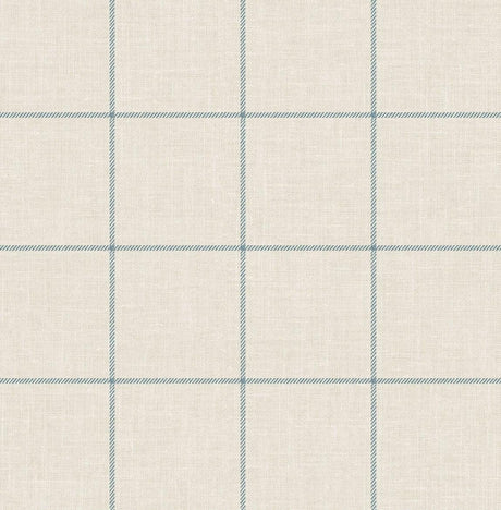 Seabrook Linen Check Alabaster and Air Force Blue Wallpaper