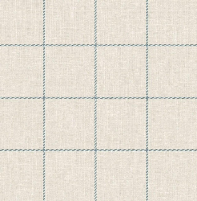 Seabrook Linen Check Alabaster and Air Force Blue Wallpaper