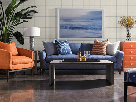 Seabrook Linen Check Alabaster and Air Force Blue Wallpaper