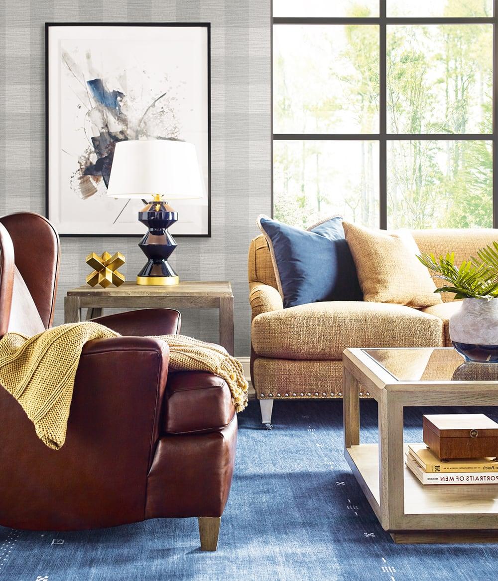 Seabrook Rugby Gingham Cove Gray Wallpaper