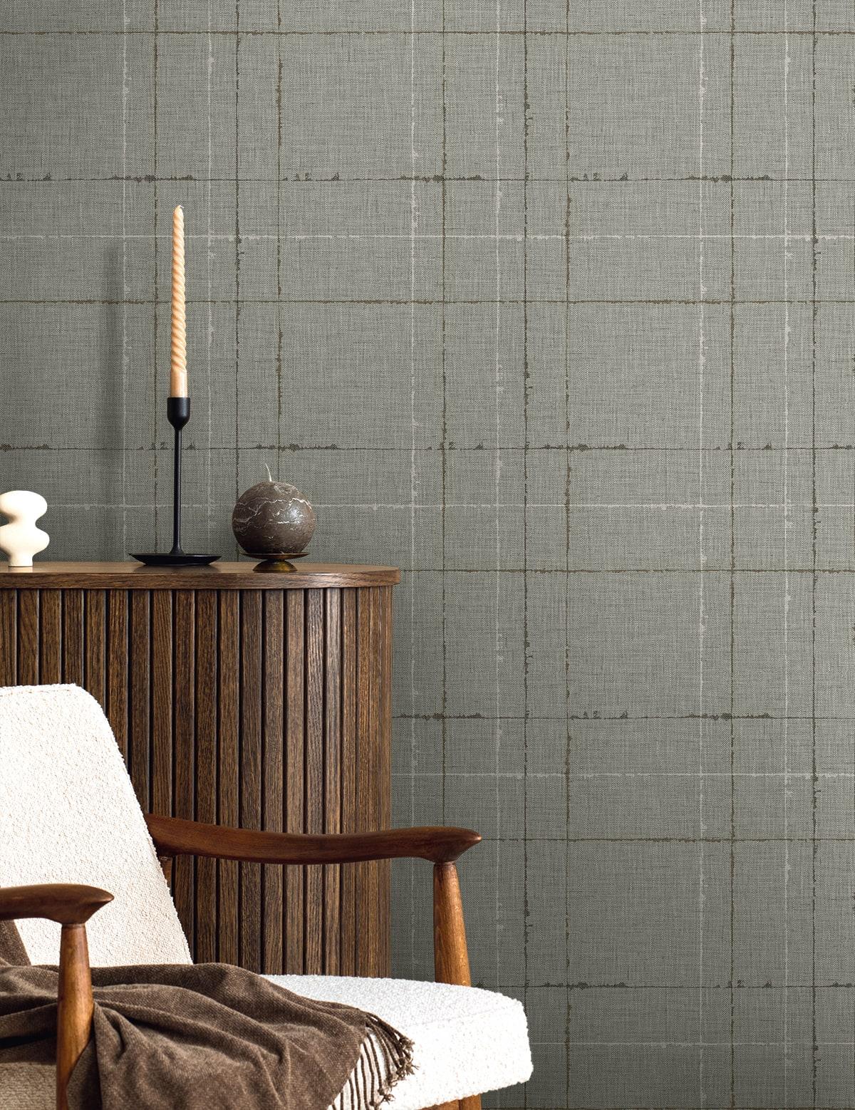 Seabrook Gorton Plaid Ash Wallpaper