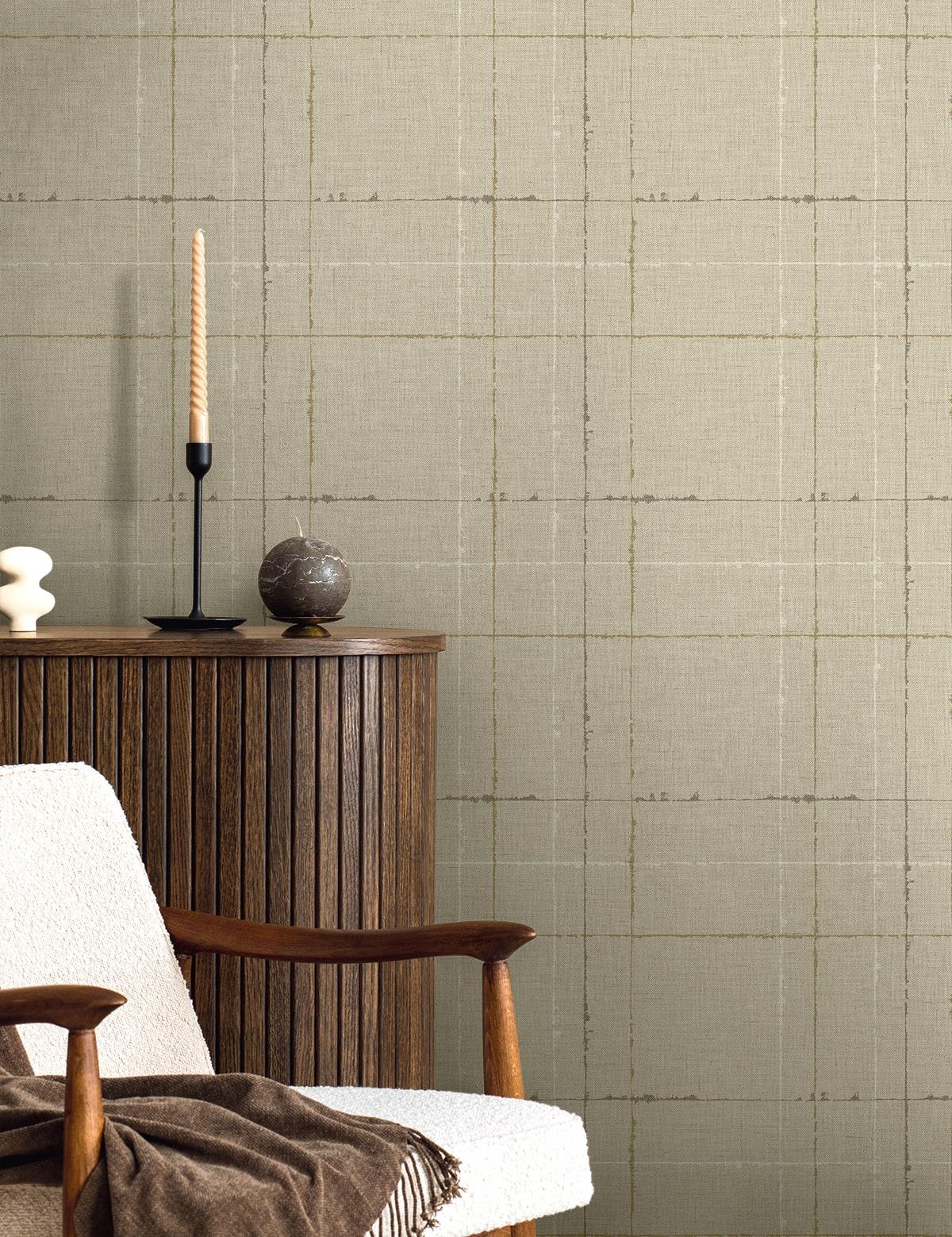 Seabrook Gorton Plaid Papyrus Wallpaper