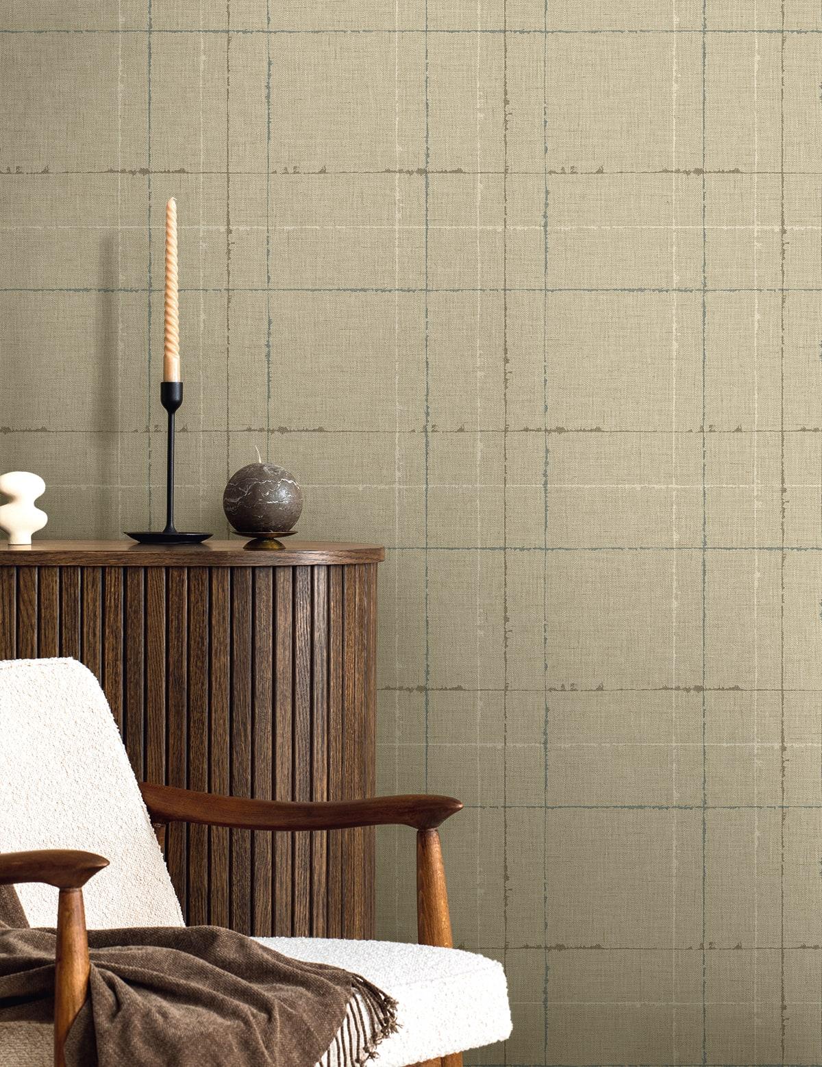 Seabrook Gorton Plaid Hazel Wallpaper