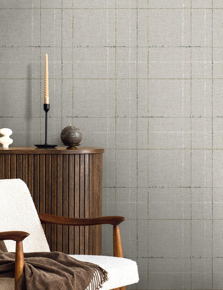 Seabrook Gorton Plaid Pebble Wallpaper