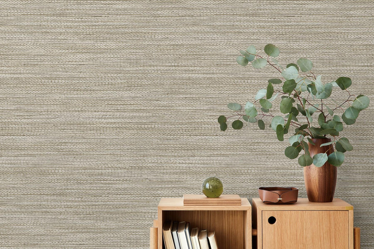 Seabrook Hollinwood Weave Truffle Wallpaper