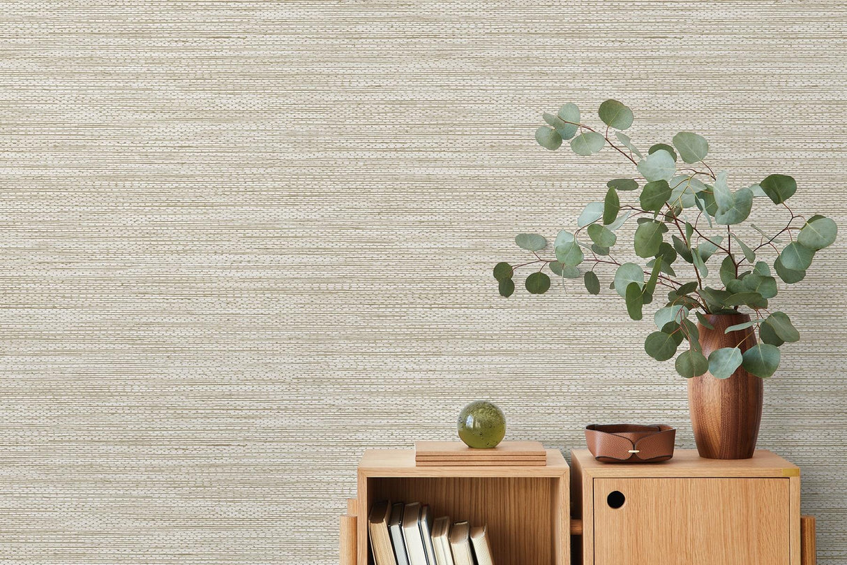 Seabrook Hollinwood Weave Sand Wallpaper