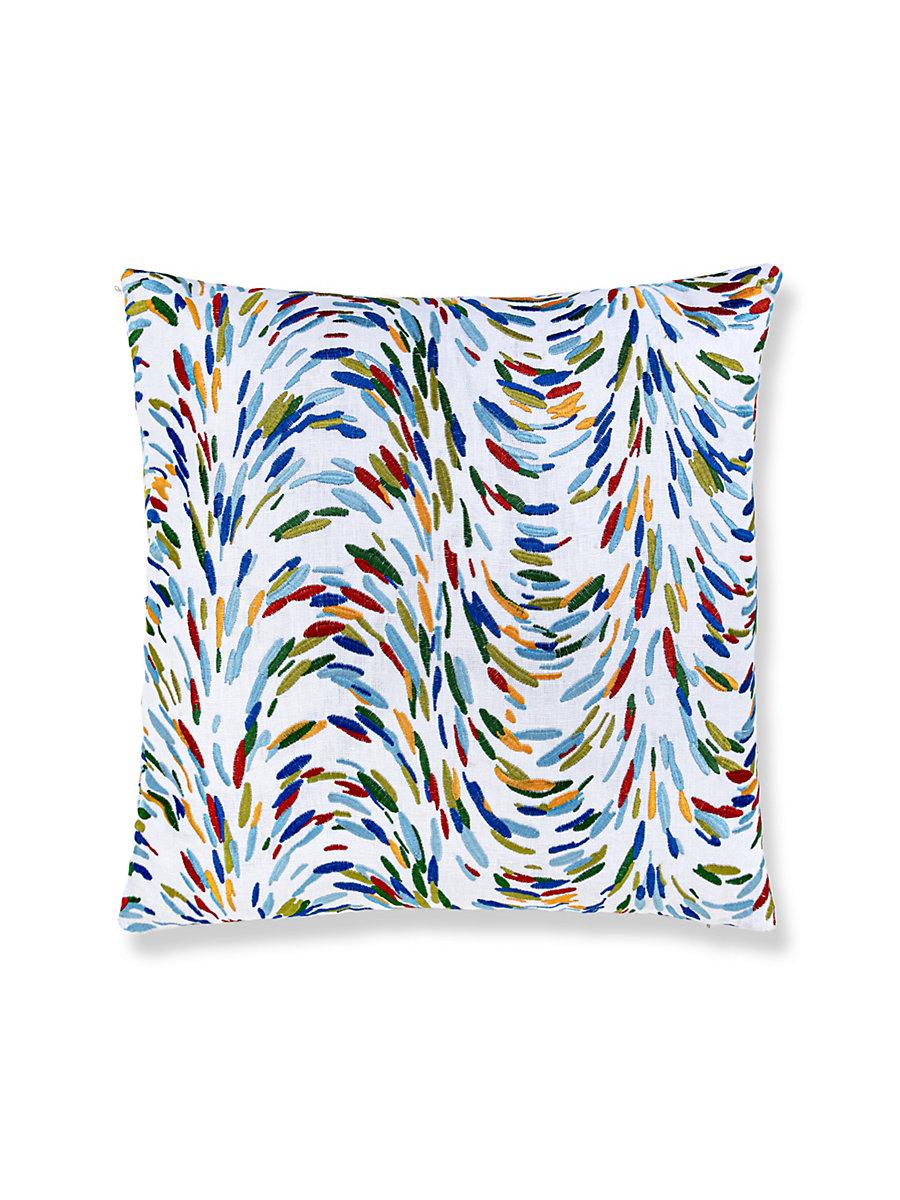 Scalamandre Fountain Embroidery 22 X 22 - Tropicalblue Decorative Pillow