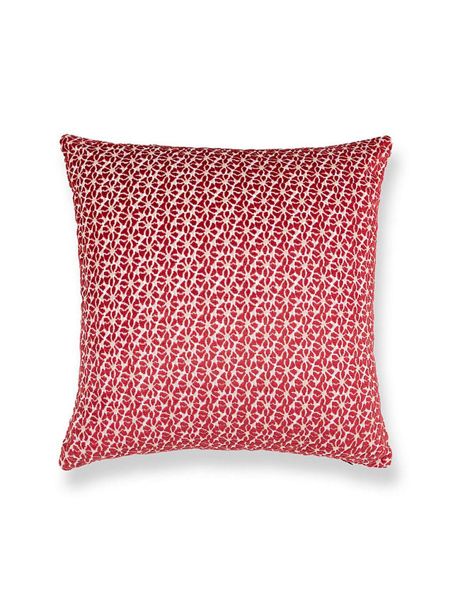 Scalamandre Petal Velvet 22 X 22 - Red Decorative Pillow
