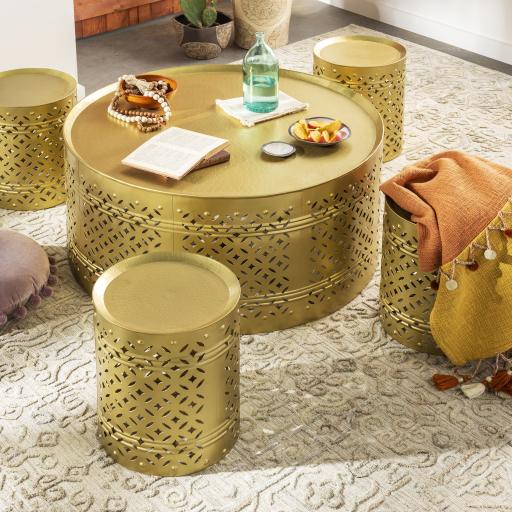 Surya Tanishq TAN-001 18"H x 35"W x 35"D, 16"H x 13"W x 13"D, 16"H x 13"W x 13"D, 16"H x 13"W x 13"D, 16"H x 13"W x 13"D Furniture Piece