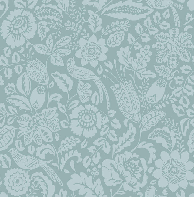 A-Street Prints Haberdashery Marta Teal Wallpaper