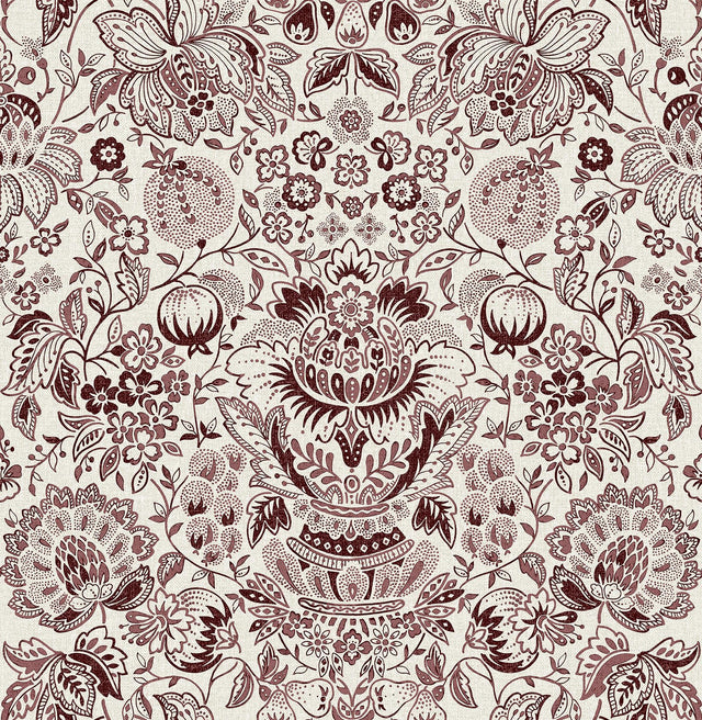 A-Street Prints Haberdashery Blanche Plum Wallpaper
