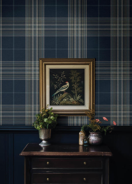 A-Street Prints Haberdashery Westley Navy Wallpaper