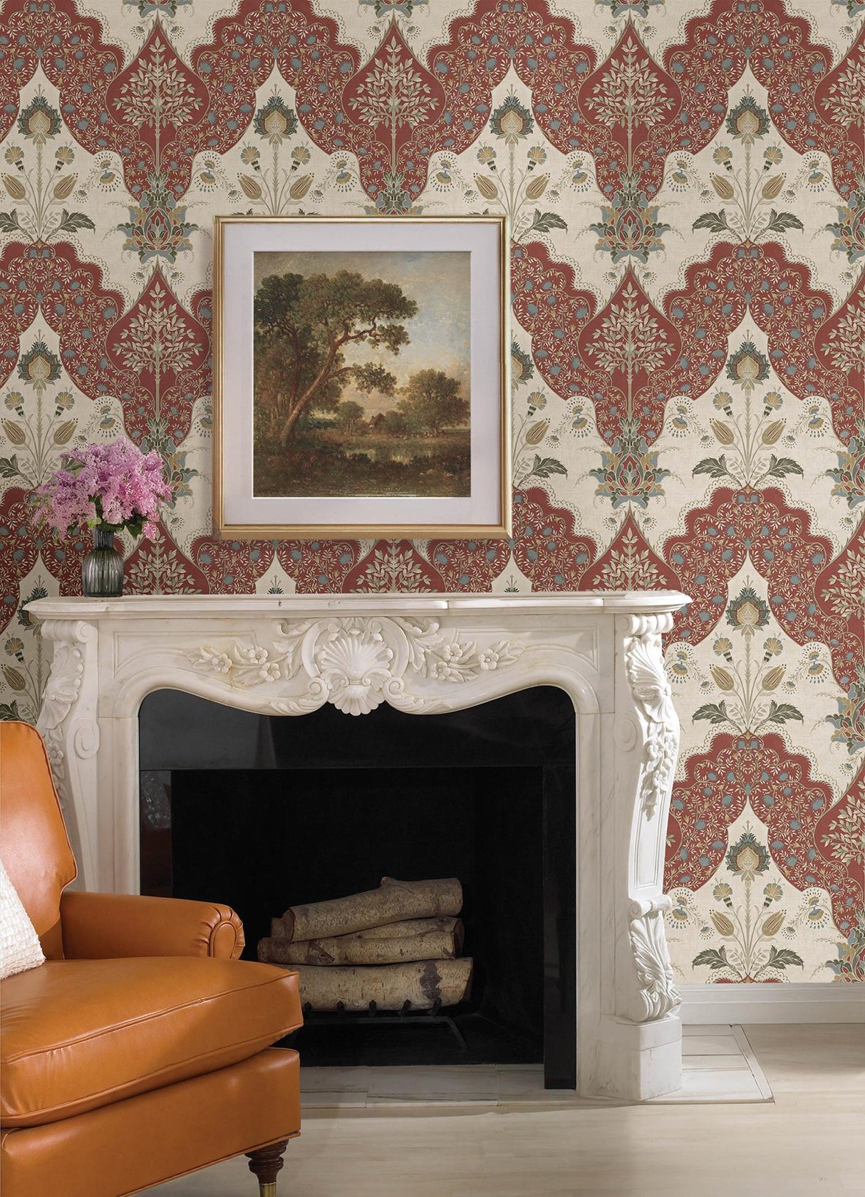 A-Street Prints Haberdashery Auden Ruby Wallpaper
