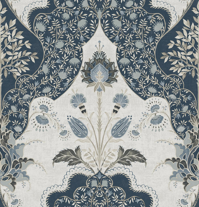 A-Street Prints Haberdashery Auden Dark Blue Wallpaper