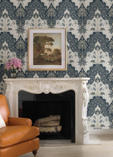 A-Street Prints Haberdashery Auden Dark Blue Wallpaper
