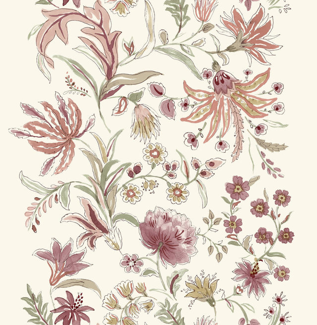 A-Street Prints Haberdashery Teonna Raspberry Wallpaper