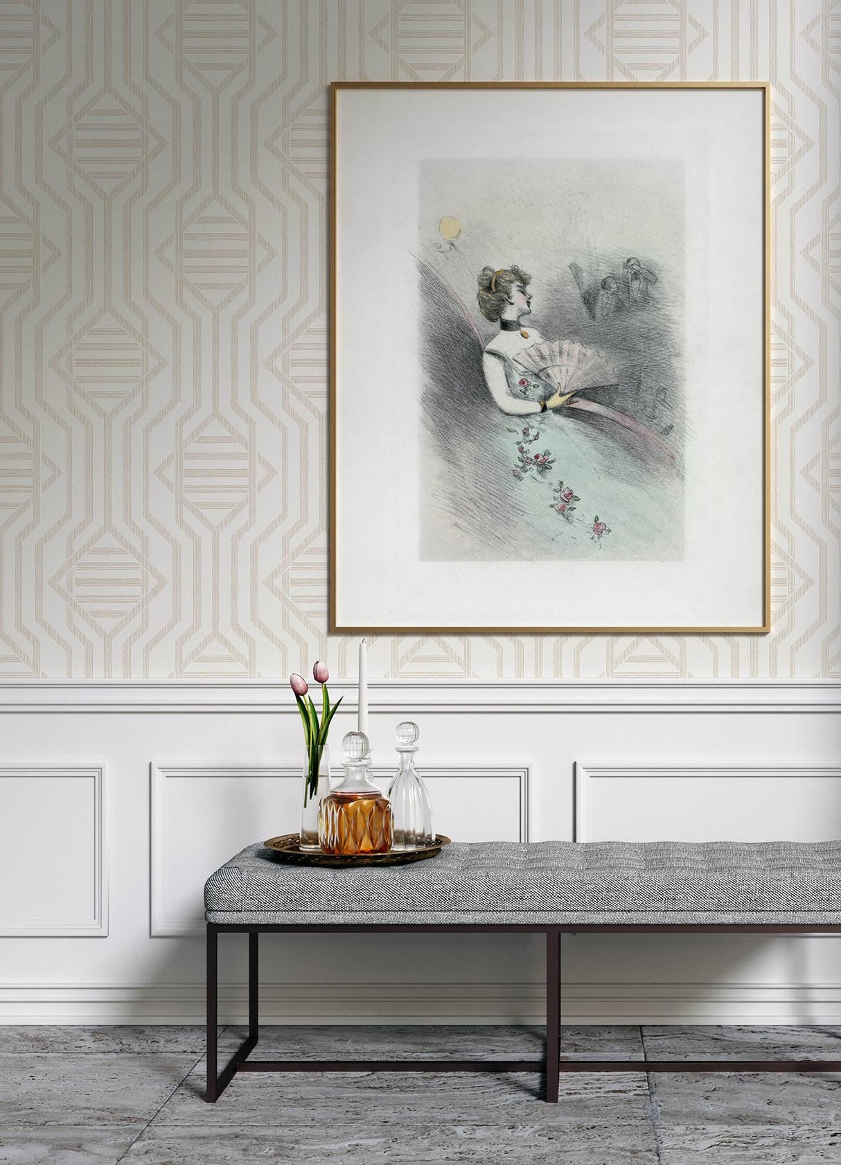 A-Street Prints Haberdashery Essex Wheat Wallpaper