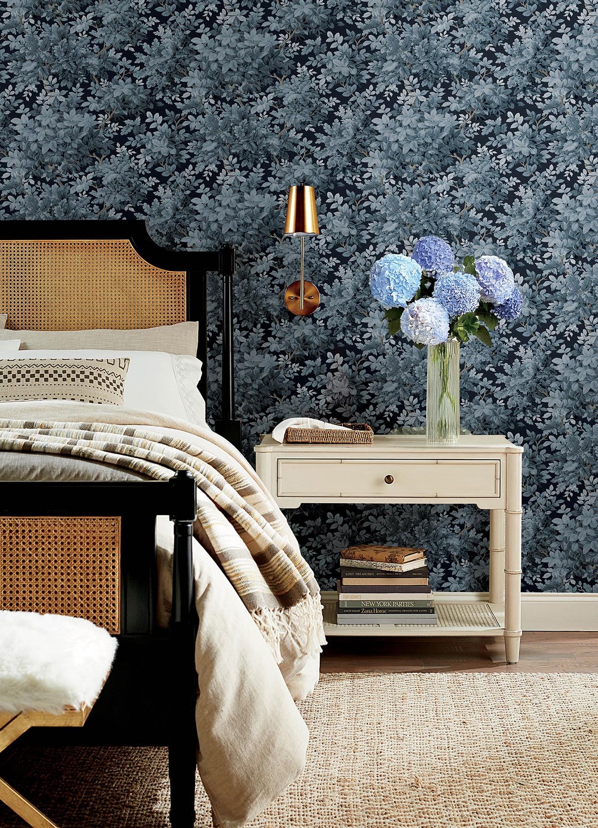 A-Street Prints Haberdashery Greenwood Dark Blue Wallpaper