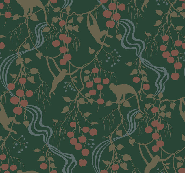 A-Street Prints Haberdashery Linden Dark Green Wallpaper