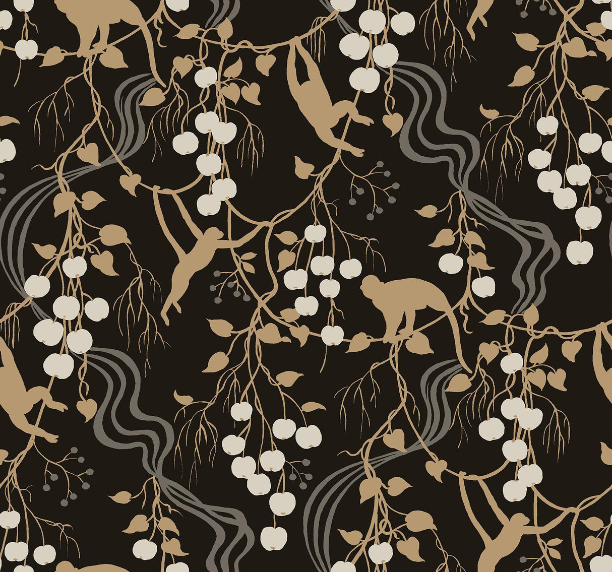 A-Street Prints Haberdashery Linden Black Wallpaper