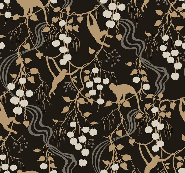 A-Street Prints Haberdashery Linden Black Wallpaper