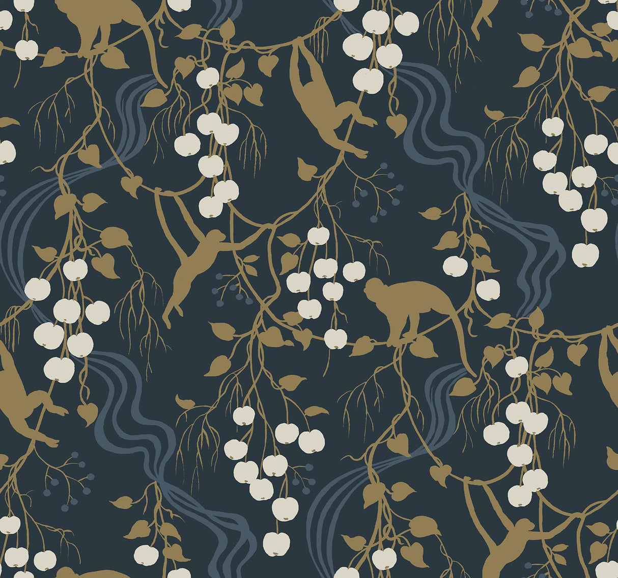 A-Street Prints Haberdashery Linden Navy Wallpaper