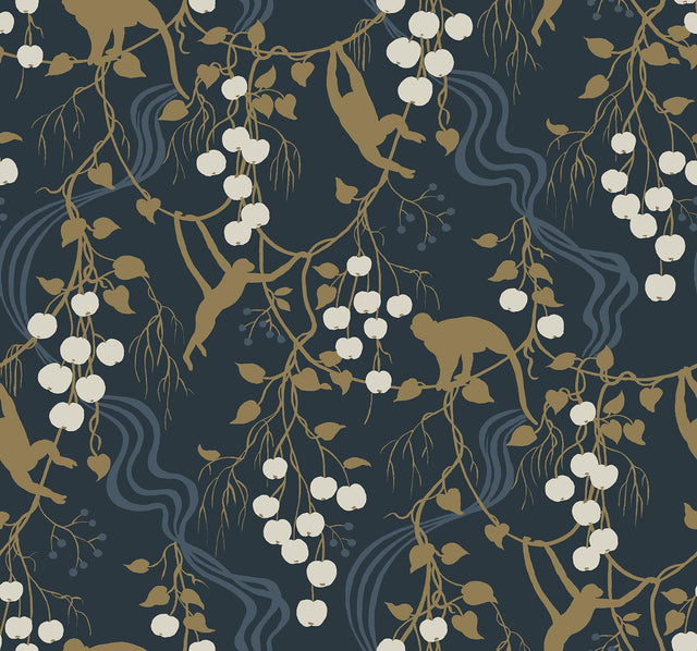 A-Street Prints Haberdashery Linden Navy Wallpaper