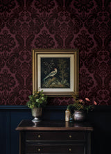 A-Street Prints Haberdashery Shadow Merlot Wallpaper