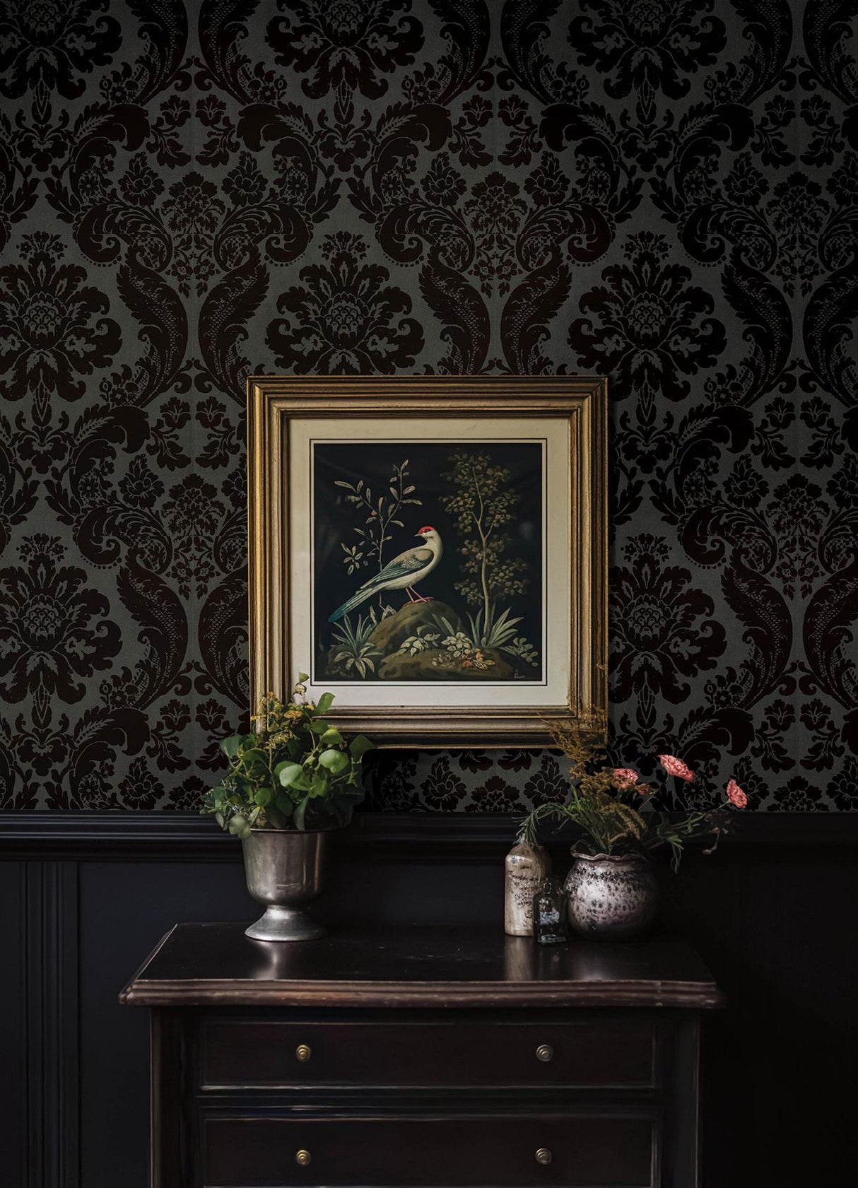 A-Street Prints Haberdashery Shadow Black Wallpaper