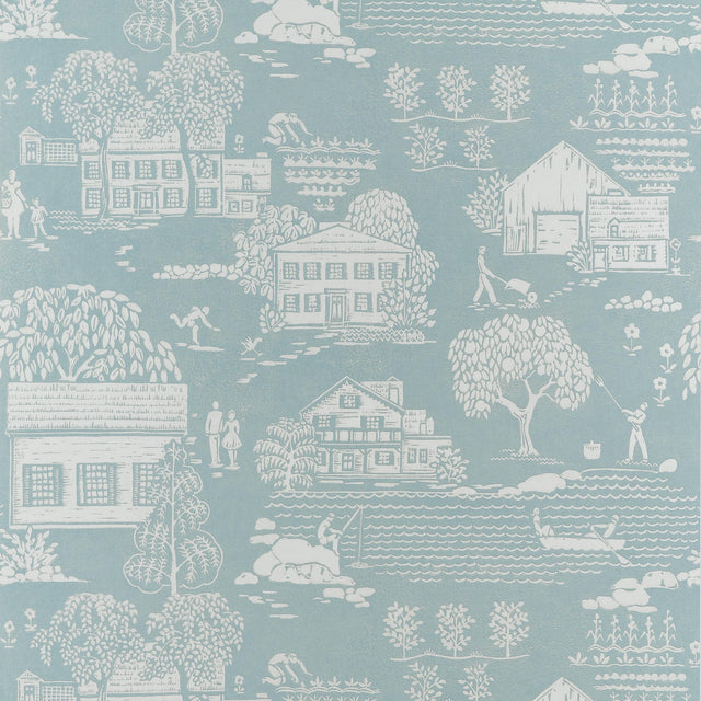 Anna French Farmingdale Spa Blue Wallpaper