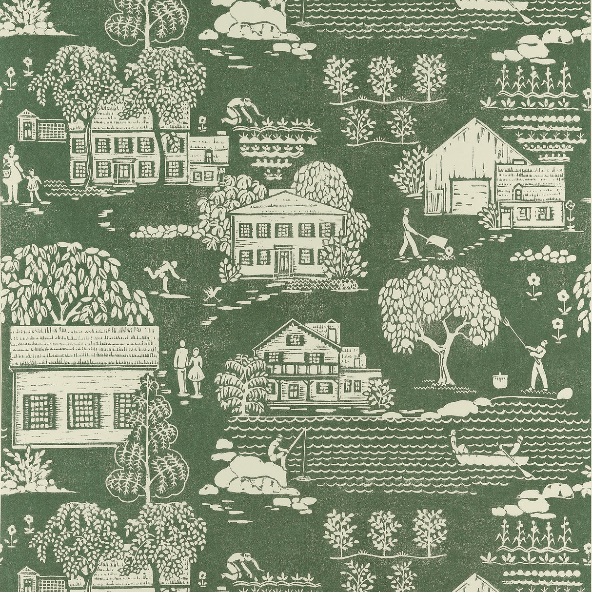 Anna French Farmingdale Green Wallpaper