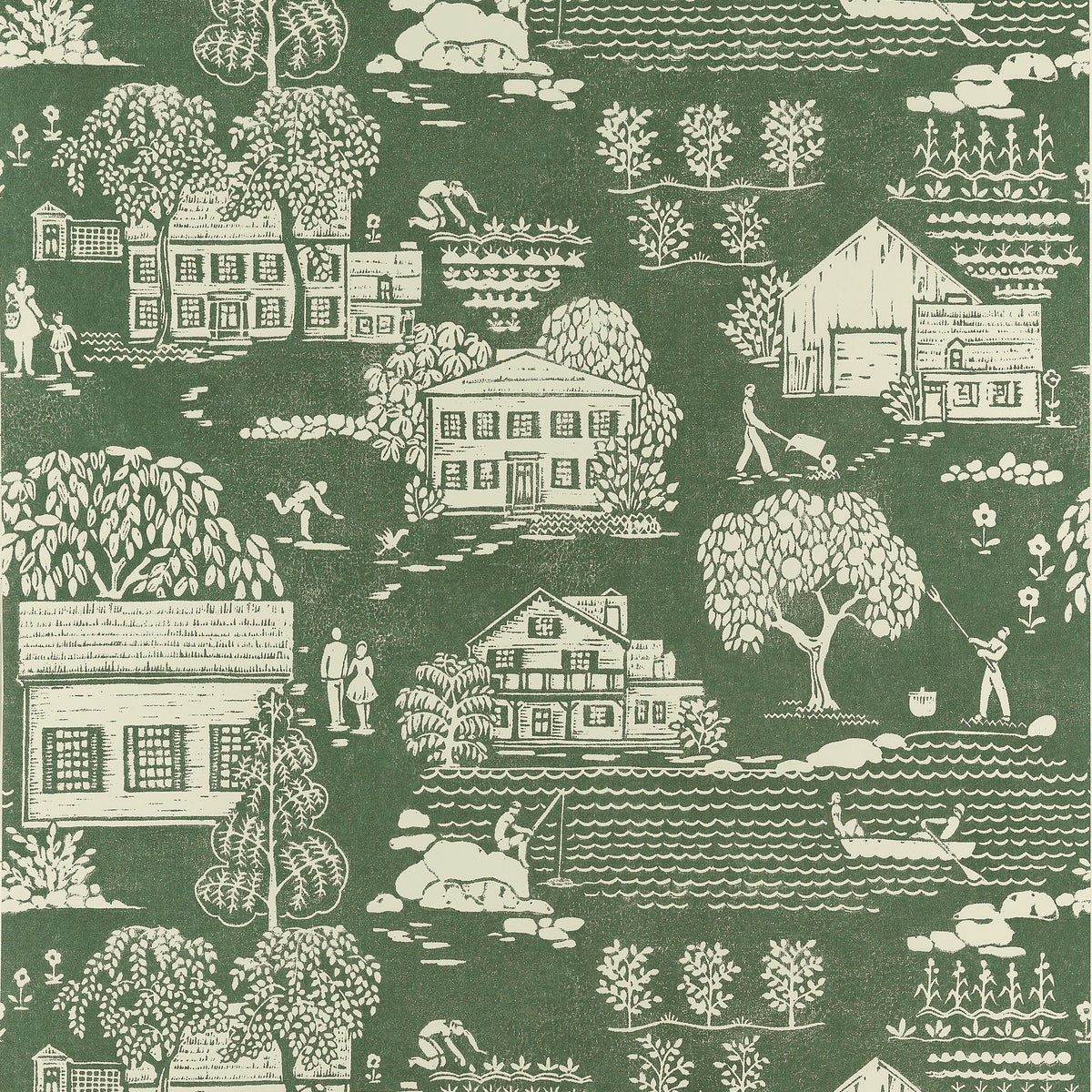 Anna French Farmingdale Green Wallpaper