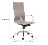 ZUO Glider High Back Office Chair Taupe