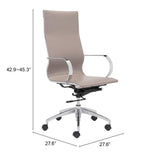 ZUO Glider High Back Office Chair Taupe