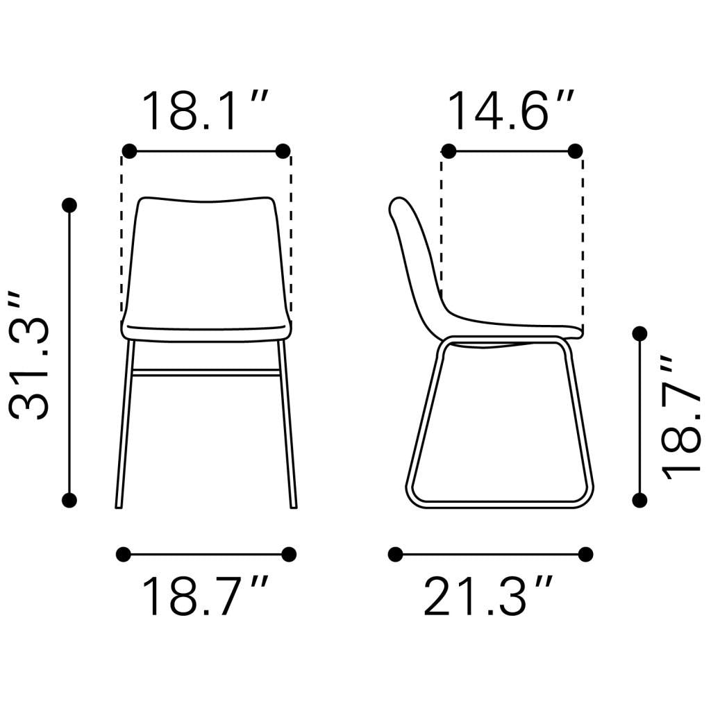 ZUO Smart Dining Chair (Set of 2) Vintage Espresso