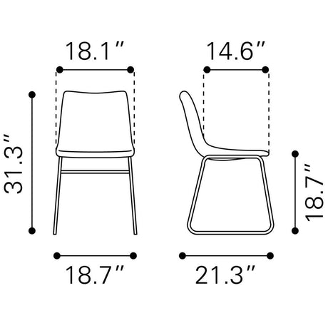 ZUO Smart Dining Chair (Set of 2) Vintage Espresso